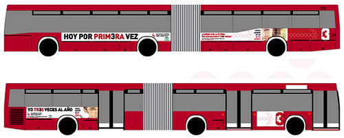 Vista lateral en los autobuses urbanos